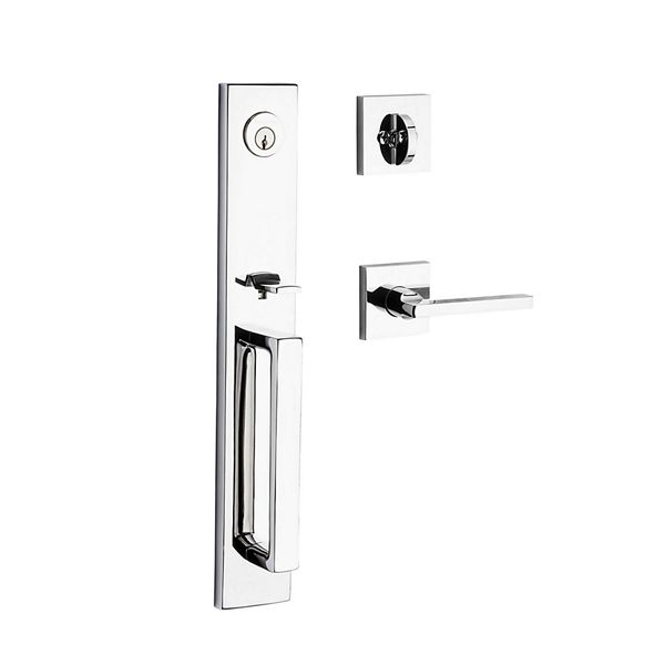 Baldwin Reserve - Santa Cruz Contemporary Lever Handleset - Singl Cyl - Contemporary Square Rose - 260 - Polished Chrome - Grade 2 - RH - UHS Hardware