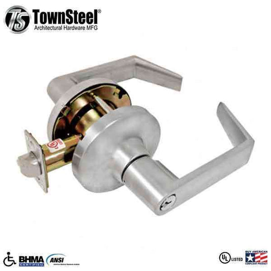 TownSteel - CDC-110-S - Commercial Lever Handle  - Clutch Lever  - 2-3/4 " Backset - Satin Chrome - Classroom Intruder -  Grade 1 - UHS Hardware