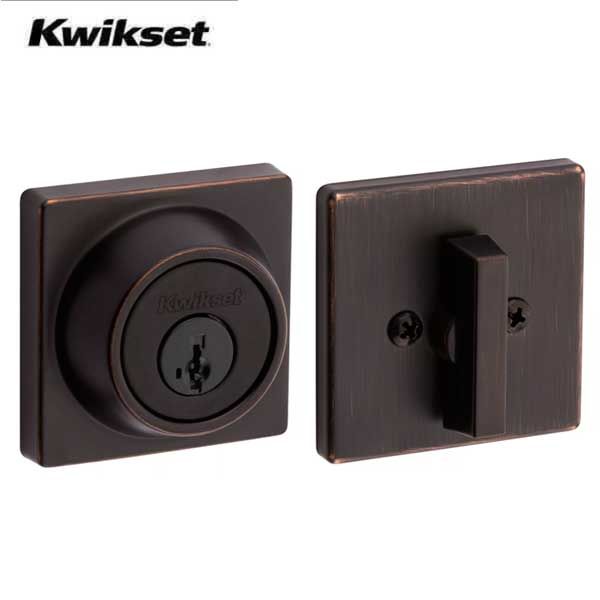 Kwikset - 660 - Contemporary Residential Deadbolt - Square Rose - Single Cylinder - Venetian Bronze - SmartKey Technology - Grade 3 - UHS Hardware