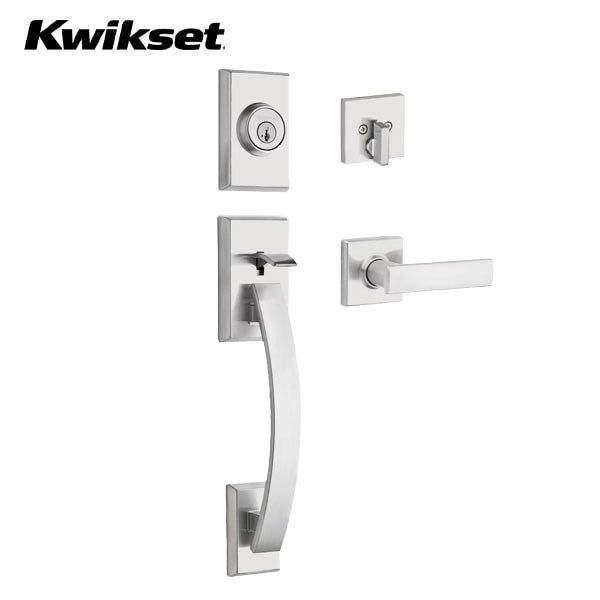 Kwikset - 800TVHXVDL - Tavaris Handleset w/ Vedani Lever - Rectangle Rose - Entrance - KW1 - SmartKey Technology - Grade 1 - UHS Hardware