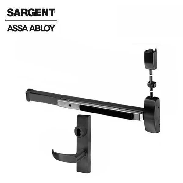 Sargent - 8713F - Surface Vertical Exit Rod - Top Latching - Less Cylinder - Entrance - 36" x 84" - Black Suede - Fired Rated - Grade 1 - UHS Hardware