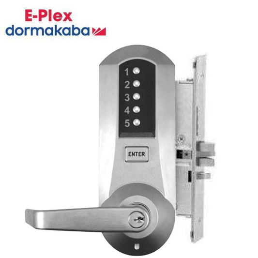 E-Plex - E5066XSWL - Mechanical Pushbutton Mortise Lever Lock - Schlage 'C' - 2 3⁄4" Backset - Satin Chrome - Grade 1 - UHS Hardware