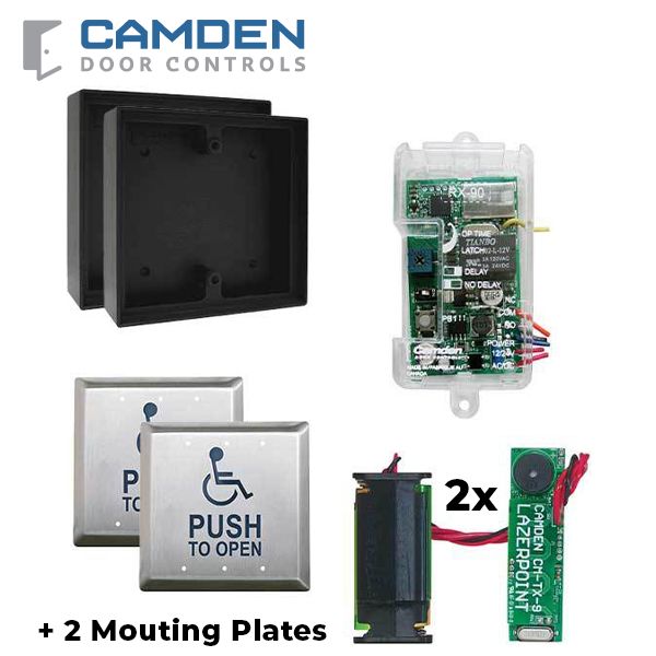 Camden - RFL454-S/A - Wireless Switch Kit w/ Advanced Receiver - Surface Box - Push Plate Switch & Mounting Plates & Wall Switch Transmitter - UHS Hardware