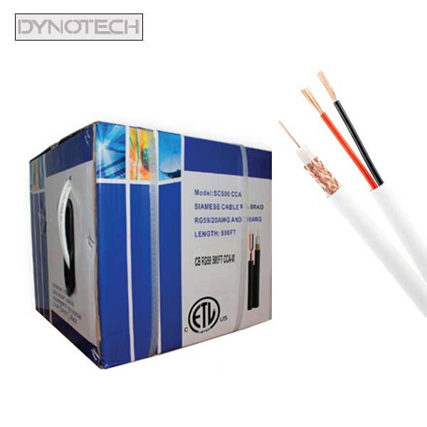 DynoTech - 750060 - RG59 + 2DC - Siamese CCA Cable - 500ft - White - UHS Hardware