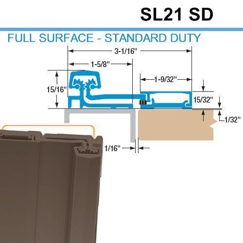 Select Hinges - 21 - 83" - Geared Full Surface Continuous Hinge - Dark Bronze - Standard Duty - UHS Hardware