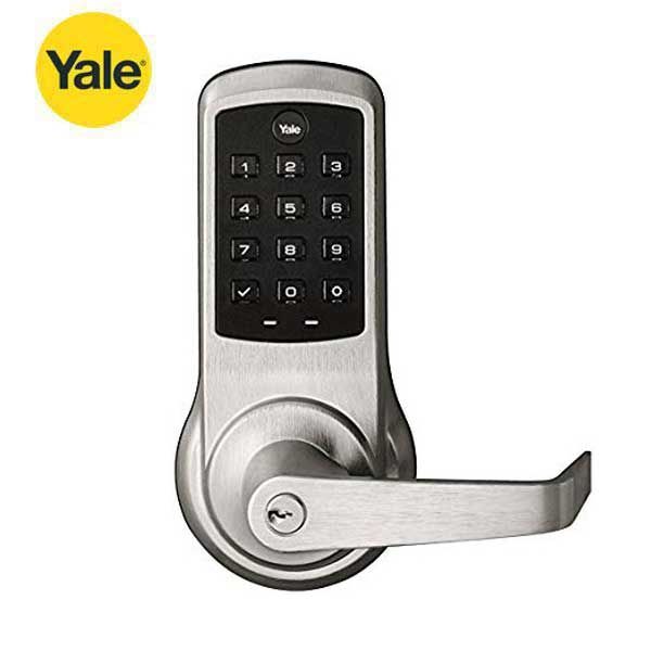 YALE - AUNTB610-NR-626-2803-53L - Commercial Electronic Lever Keypad Lock - Augusta Lever - Key Override - No Radio - Push Button - Key Override - Satin Chrome - Schlage C Keyway - 6 Pin - Grade 1 - UHS Hardware