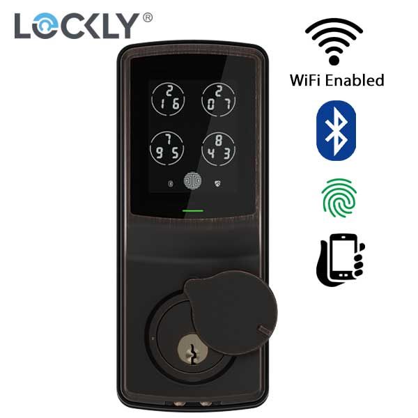 Lockly - PGD728WVB - Secure PRO Biometric Electronic Deadbolt - Fingerprint Reader - Bluetooth - WiFi Hub - Venetian Bronze - UHS Hardware