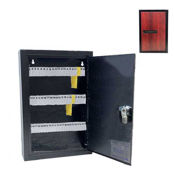 HPC - Single-Tag Kekab with Digital Lock - 60 Key Capacity - Black with Red Wood Finish - UHS Hardware