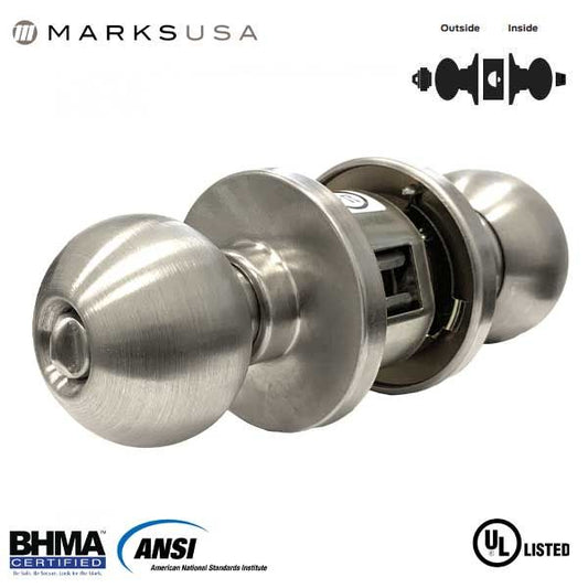 Marks USA - 280RAB - 80 LINE Commercial Knobset - SFIC - 2 3/4" Backset - 32D - Satin Stainless Steel - Entrance - Grade 1 - UHS Hardware