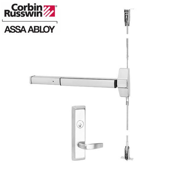 Corbin Russwin - ED5860 - Concealed Vertical Rod Panic Exit Device w/ Motorized Latch Retraction - 36" - Storeroom - Satin Stainless Steel - Grade 1 - LHR/RHR - UHS Hardware