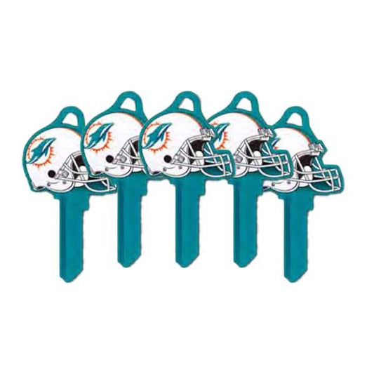 ILCO - NFL TeamKeys - Helmet Edition - Key Blank - Miami Dolphins - KW1 (5 Pack) - UHS Hardware