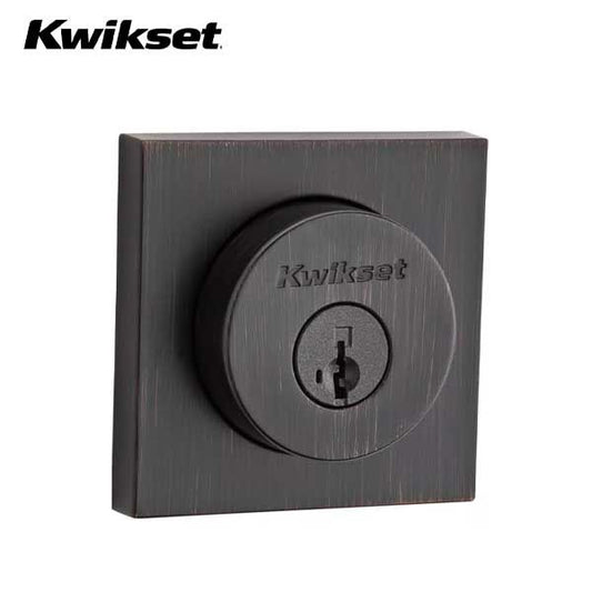 Kwikset - 158 - Halifax Single Cylinder Deadbolt - Square Rose - 11 - Venetian Bronze - SmartKey Technology - Grade 2 - UHS Hardware