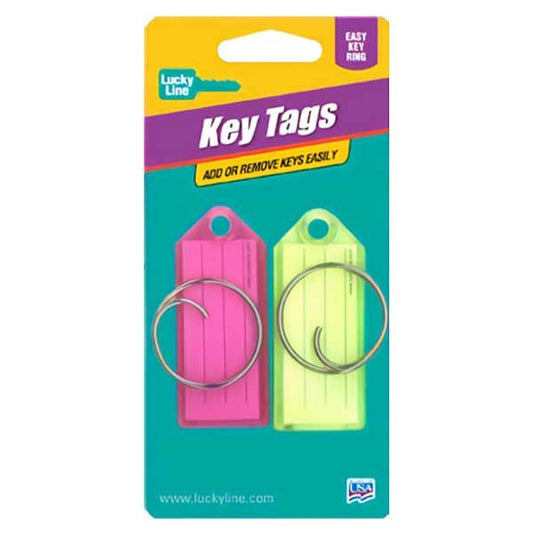 LuckyLine - 12302 - Key Tag with Tang Ring - Assorted Colors (2 Pack) - UHS Hardware