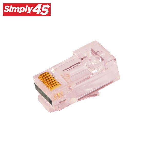 Simply45 - S45-1700P - ProSeries - Unshielded - Pass-Through RJ45 Modular Plugs - Red Tint - Commercial Rated - w/ Cap45 - for Cat6/6a UTP - Jar of 100 - UHS Hardware