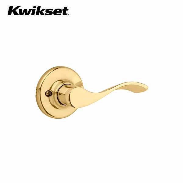 Kwikset - 488 - Balboa Lever - Right Handed - Round Rose - 3 - Polished Brass - Passage - Grade 3 - UHS Hardware