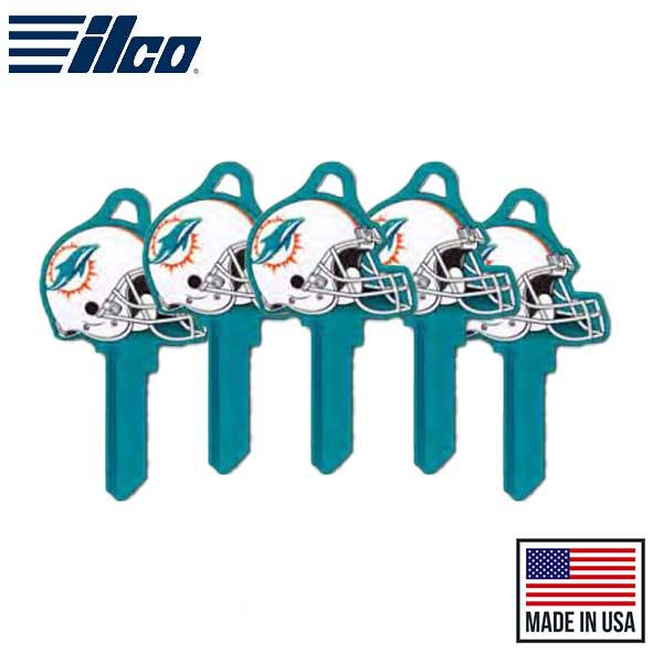 ILCO - NFL TeamKeys - Helmet Edition - Key Blank - Miami Dolphins - KW1 (5 Pack) - UHS Hardware