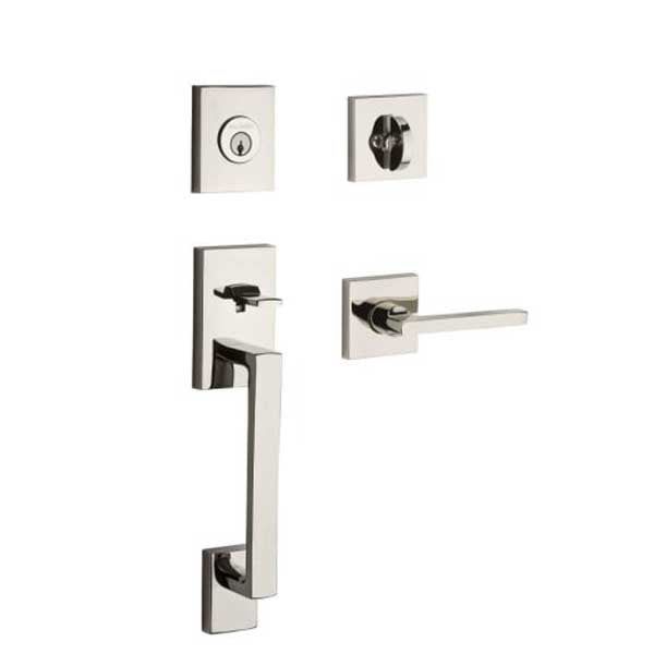 Baldwin Reserve - La Jolla Contemporary Lever Handleset - Singl Cyl - Contemporary Square Rose - 150 - Satin Nickel - Grade 2 - RH - UHS Hardware