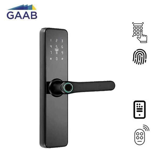 GAAB - Electronic Keyless Smart Door Mortise Lock - Bluetooth /  WiFi / Fingerprint - App Management - Black - Entrance - Euro Style - UHS Hardware