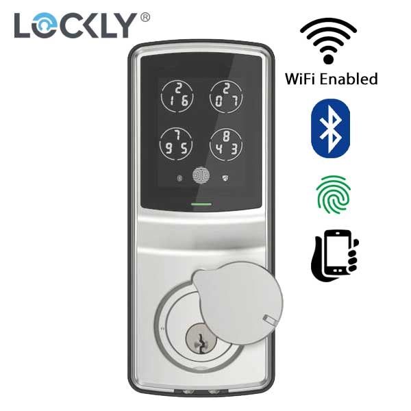 Lockly - PGD728WSN - Secure PRO Biometric Electronic Deadbolt - Fingerprint Reader - Bluetooth - WiFi Hub - Satin Nickel - UHS Hardware