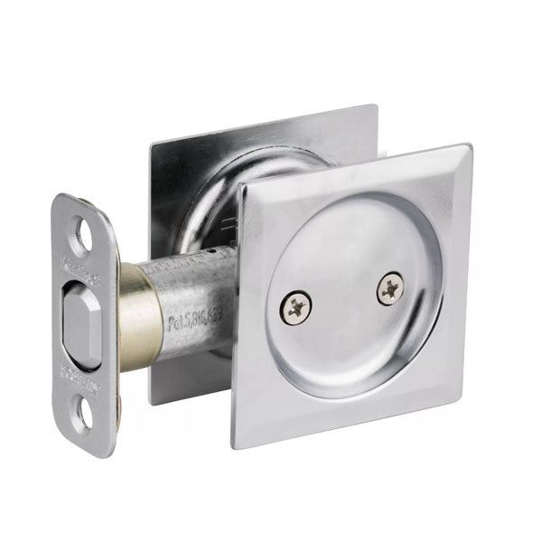 Kwikset - 93340  - Square  Pocket Door Lock - Passage - 26D - Satin Chrome - UHS Hardware