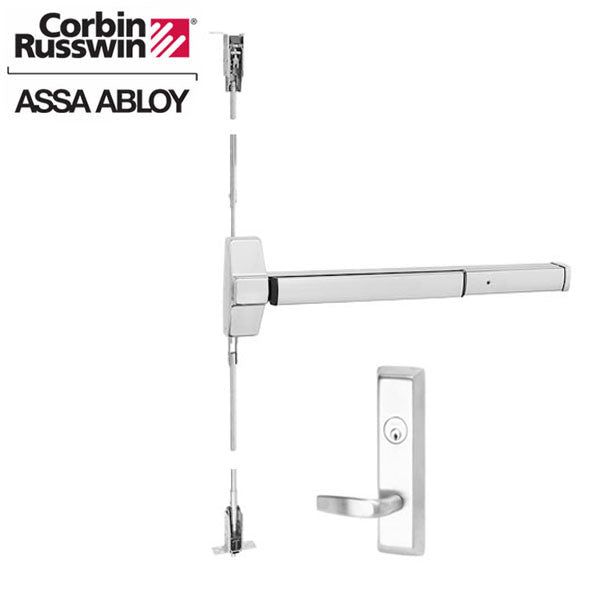 Corbin Russwin - ED5860 - Concealed Vertical Rod Panic Exit Device w/ Motorized Latch Retraction - 36" - Storeroom - Satin Stainless Steel - Grade 1 - LHR/RHR - UHS Hardware