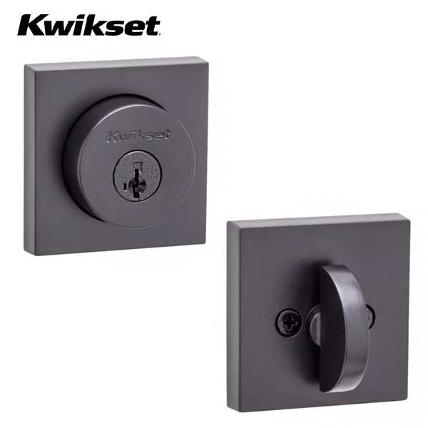 Kwikset - 158 - Halifax Single Cylinder Deadbolt - Square Rose - 514 - Iron Black - SmartKey Technology - Grade 2 - UHS Hardware