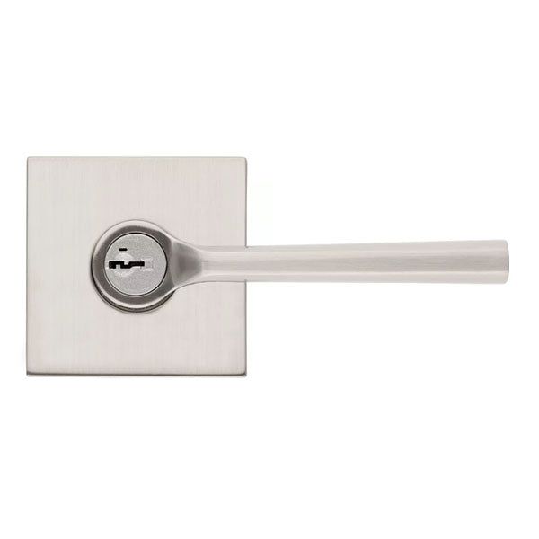 Kwikset - 156 - Lisbon Lever - Square Rose - 15 - Satin Nickel - Entrance - SmartKey Technology - Grade 2 - UHS Hardware