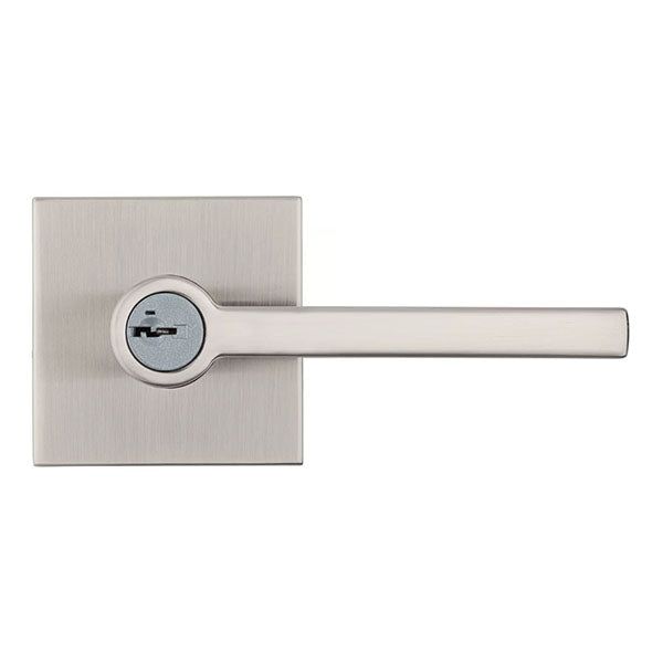 Kwikset - 156 - Halifax Lever - Square Rose - 15 - Satin Nickel - Entrance - SmartKey Technology - Grade 2 - UHS Hardware