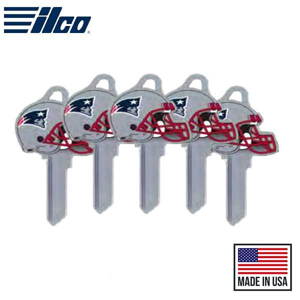 ILCO - NFL TeamKeys - Helmet Edition - Key Blank - New England Patriots - KW1 (5 Pack) - UHS Hardware