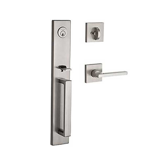 Baldwin Reserve - Santa Cruz Contemporary Square Rose Handleset - Singl Cyl - 150 - Satin Nickel - Grade 2 - RH - UHS Hardware