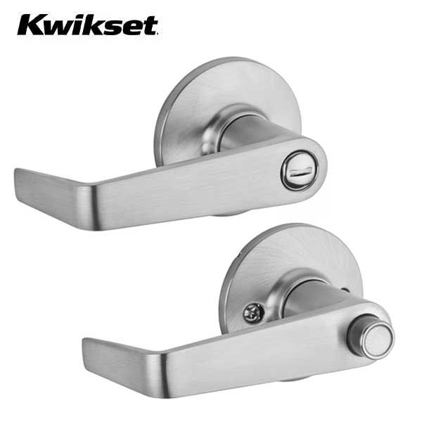 Kwikset - 408CNL - Carson Lever - Round Rose - Privacy - 26D - Satin Chrome - Grade 3 - UHS Hardware