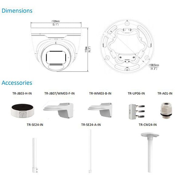 Uniview / IP Cameras / Eyeball / 2.8-12mm AF Automatic Focusing and Motorized Zoom Lens / 8MP / Smart IR / IP67 / IK10 / WDR / UNV-3638SB-ADZK-I0 - UHS Hardware