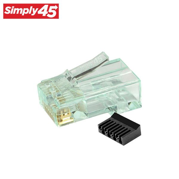 Simply45 - S45-1100 - Unshielded - Standard WE/SS (8P8C) RJ45 Modular Plugs - Green Tint - Commercial Rated - w/ Bar45 Load Bar - for Cat6/6a UTP - Jar of 100 - UHS Hardware