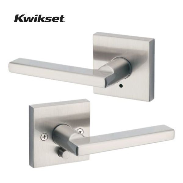 Kwikset - 155HFL - Halifax Privacy Lever - Square Rose - 15 -  Satin Nickel -  Grade 2 - UHS Hardware