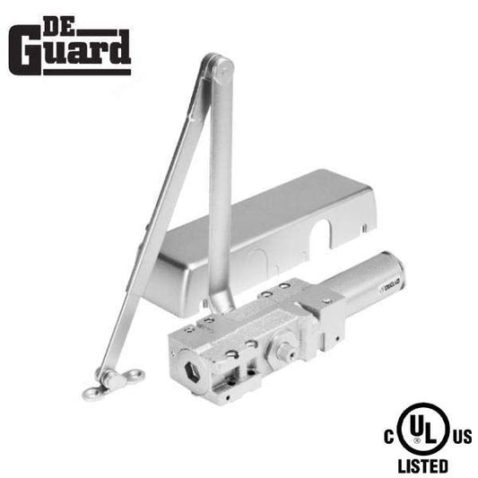 Hydraulic Door Closer / Back Check / w/ Plastic Cover - Grade 1- Satin Nickel - Adjustable Size 1-6 - UHS Hardware