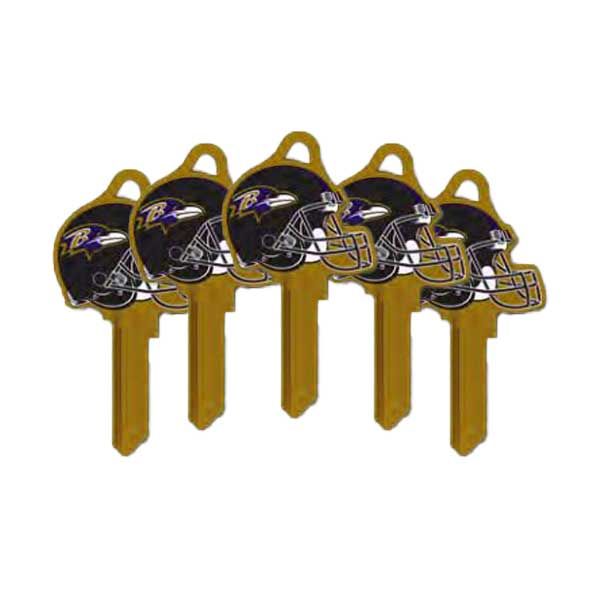 ILCO - NFL TeamKeys - Helmet Edition - Key Blank - Baltimore Ravens - KW1 (5 Pack) - UHS Hardware