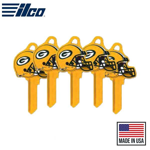 ILCO - NFL TeamKeys - Helmet Edition - Key Blank - Green Bay Packers - KW1 (5 Pack) - UHS Hardware