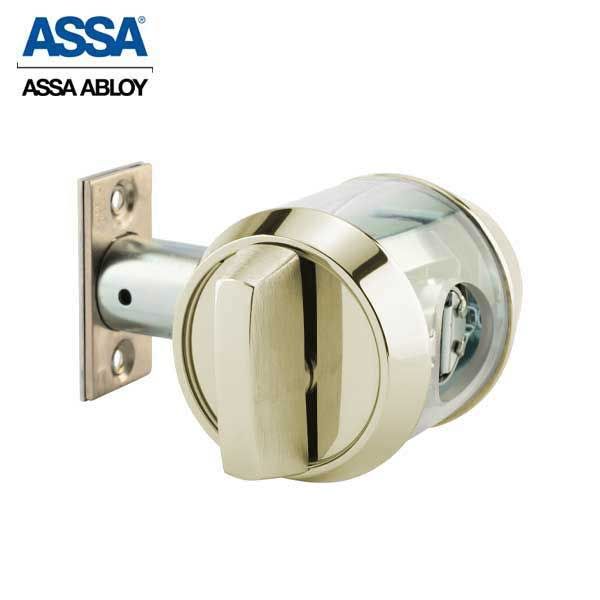 ASSA - 7000 Series  - MAX+ Single Cylinder Deadbolt with Security Guard - KD - 605 - Bright Brass - Grade 1 - UHS Hardware