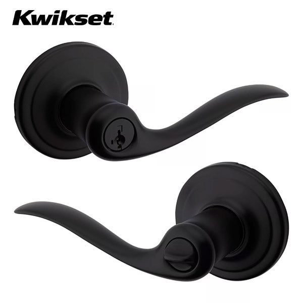 Kwikset - 740TNL - Tustin Lever - Round Rose - Entry - 514 - Iron Black - SmartKey Technology - Grade 2 - UHS Hardware