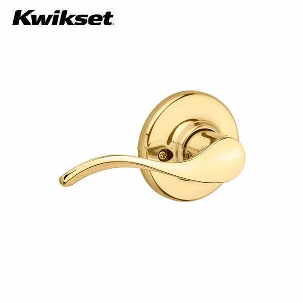 Kwikset - 488 - Balboa Lever - Left Handed - Round Rose - 3 - Polished Brass - Passage - Grade 3 - UHS Hardware