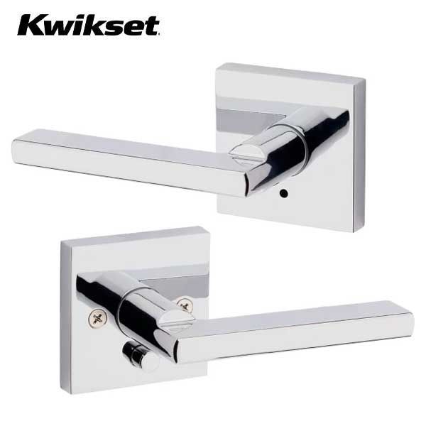 Kwikset - 155HFL - Halifax Privacy Lever - Square Rose - 26 - Polished Chrome -  Grade 2 - UHS Hardware