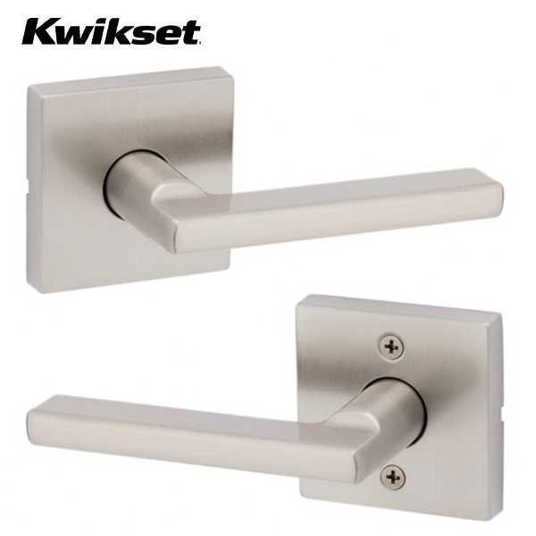 Kwikset - 720HFL - Halifax Lever Set - Square Rose - 15 - Satin Nickel - Hall / Closet - Grade 2 - UHS Hardware