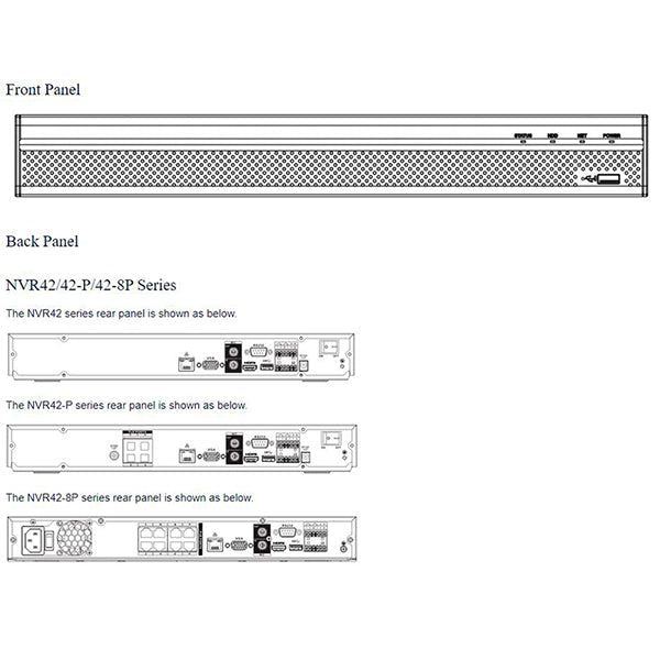 Dahua / 4-Channel / 8MP / PoE  NVR / 2 SATA /  2 TB HDD / DH-N42B1P2 - UHS Hardware