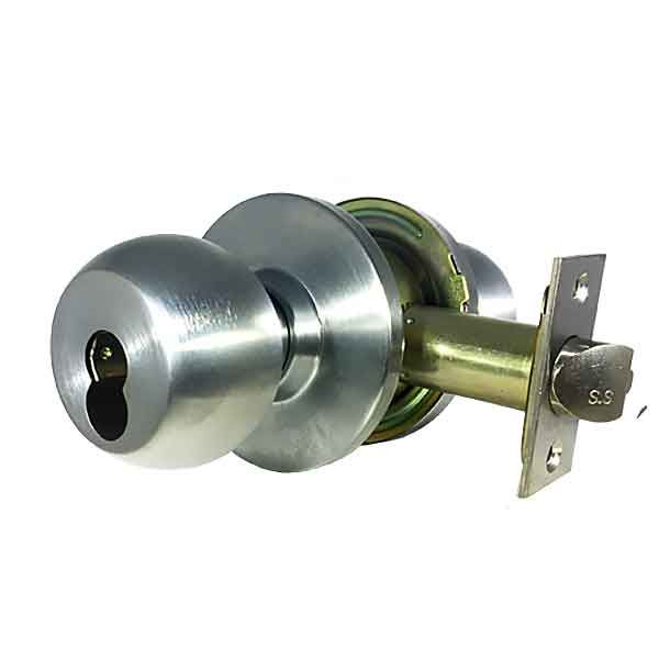 Commercial Door Knob - Grade 2 - IC Core -SFIC  - Satin Chrome - Entrance - UHS Hardware