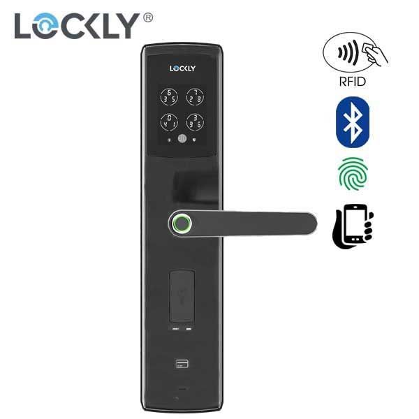Lockly - PGD829AFMB - Secure Lux - Mortise Smart Lock  - Fingerprint Reader - RFID Card - Bluetooth - Matte Black - UHS Hardware
