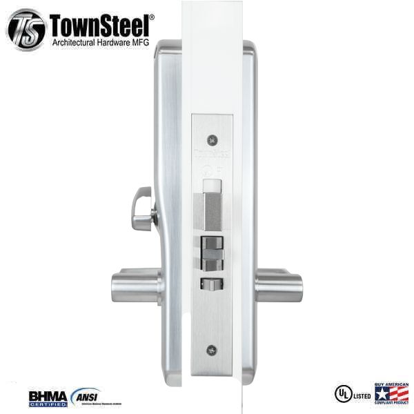 TownSteel - E-Kontos 1B 2000 Series Mortisie Lock  - Automatic Deadbolt - 2-3/4″ Backset - Sentinel Lever Set - Left Handed - Satin Chrome - Keyed Different - Grade 1 - UHS Hardware