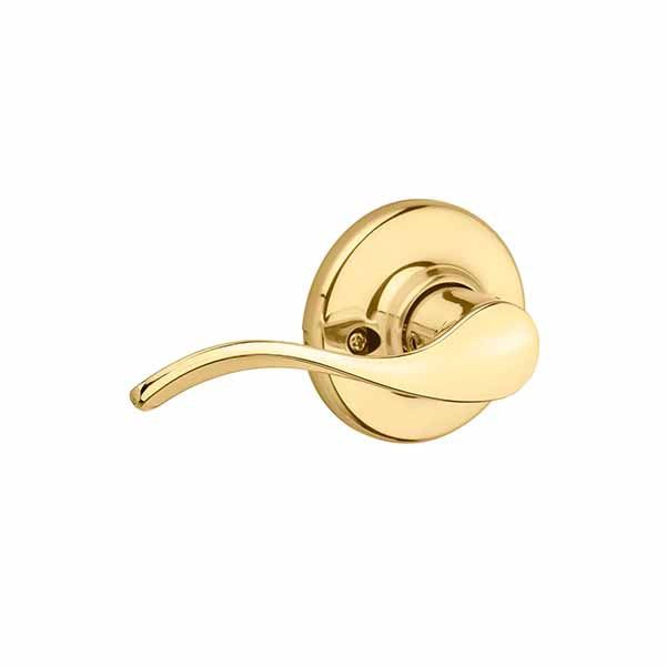 Kwikset - 488 - Balboa Lever - Left Handed - Round Rose - 3 - Polished Brass - Passage - Grade 3 - UHS Hardware