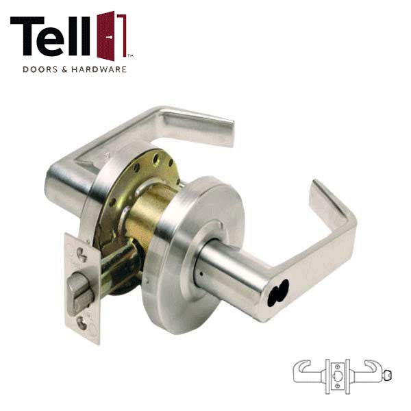 TELL - CL102262 - Standard Duty Cylindrical Leverset - Cortland - Classroom - IC Core - 2 3/4" Backset - Satin Chrome - Grade 2 - UHS Hardware