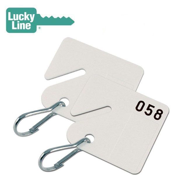 LuckyLine - 25900 - Square Slotted Cabinet Tags - With Hook - White - (20 Pack) - UHS Hardware