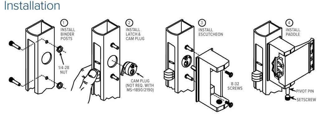 Adams Rite - 4590 - Deadlatch Paddle Handle -  Push to Left -  1-3/4" Door - Aluminum Anodized - for  4300/4500/4900 Deadlatches - UHS Hardware